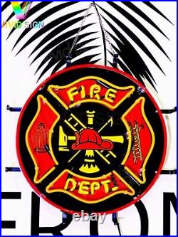 17x17 Fire Department Lamp Light Neon Sign With HD Vivid Printing Beer Bar L