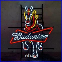 24x20Bud Horse Neon Sign Light Beer Bar Pub Wall Decor Handmade Visual Artwork