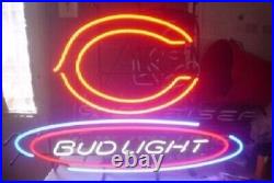 24x20 Chicago Bears Logo Light Neon Sign Lamp Visual Man Cave Poster Beer L