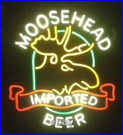 24x20 Moose Head Imported Beer Light Neon Sign Lamp Decor Visual Handmade L