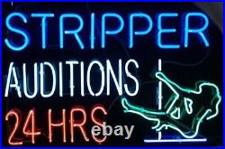 24x20 Stripper Auditions 24 Hrs Light Neon Sign Lamp Visual Man Cave Beer L