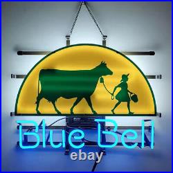 Blue Bell Glass Neon Sign Light with HD Printed Store Wall Hanging Art 19x15