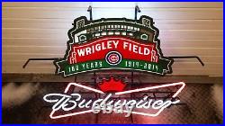 Chicago Cubs Wrigley Field 100 Year 24x20 Neon Light Sign Lamp Wall Decor Bar