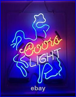 Coors Light Bucking Bronco Cowboy Beer Acrylic 17x14 Neon Lamp Light Sign Bar