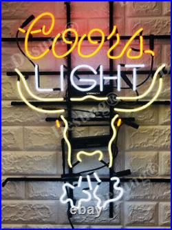 Coors Light Bull 24x20 Neon Sign Lamp Hanging Nightlight Beer Bar Decor EY
