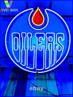 Edmonton Oilers Logo Neon Light Sign Lamp 24x24 With HD Vivid Printing