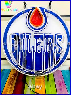 Edmonton Oilers Logo Neon Light Sign Lamp 24x24 With HD Vivid Printing