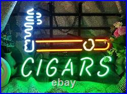 Fine Cigars Cigarette Neon Light Sign 17x14 Beer Lamp Open Glass Decor Artwork