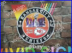 Kansas City Chiefs 2024 Champions 3D LED Neon Sign 16x16 Light Lamp Man Cave