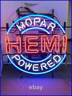 MOPAR POWERED HEMI Neon Sign Light Beer Bar Pub Windows Hanging Artwork 24x24