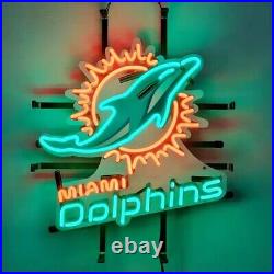 Miami Dolphins Bar Neon Sign Light Lamp HD Vivid Printing 19x15 Sport Pub Decor