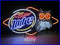 Miller Lite Hooters Owl Neon Light Sign 24x20 Lamp Beer Bar Wall Decor Windows