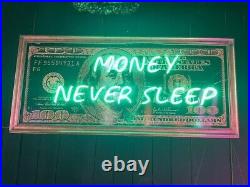 Money never sleeps art painting neon sign Art Dollar Light Sign Gift For dad