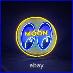 Moon And Eye Neon Sign Open Room Bar Shop Glass Custom Visual Neon Light 17x17