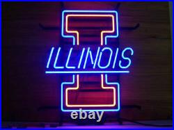 Neon Light Sign Lamp For Illinois Fighting Illini 17x14 Bar Open Wall Decor