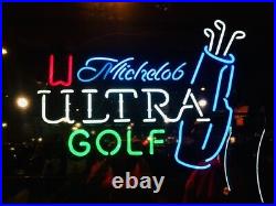Neon Light Sign Lamp For Michelob Ultra Beer 20x16 Golf Bag Ribbon Wall Decor