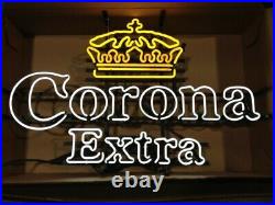 New Corona Extra Crown Neon Light Sign 24x20 Lamp Poster Real Glass Beer Bar