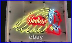 New Indian Motorcycles Neon Light Sign Lamp Beer Bar Real Glass 20x16