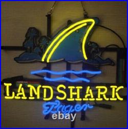 New Landshark Bar & Grill Neon Light Sign Beer Gift Bar Real Glass 20x16