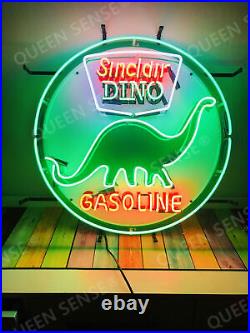 New Sinclair Dino Gasoline Neon Light Sign 24x24 Real Glass Bar Beer Man Cave