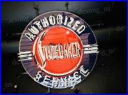 New Studebaker Authorized Service Light Lamp Neon Sign 24x24 With HD Vivid