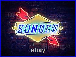 Sunoco Gas Gasoline Motor Oils Light Neon Sign 24x20 with HD Vivid Printing