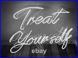 Treat Yourself White 22x16 Acrylic Neon Sign Lamp Light Beer With Dimmer VY