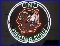 US STOCK 24x24 North Dakota Fighting Sioux UND Neon Sign Lamp Light Vivid JY