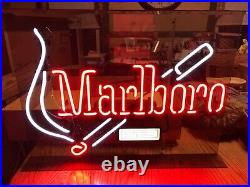 Vintage MARLBORO NEON LIGHT SIGN, 21.5x15 Smoke Grey plexiglass housing USA NEW